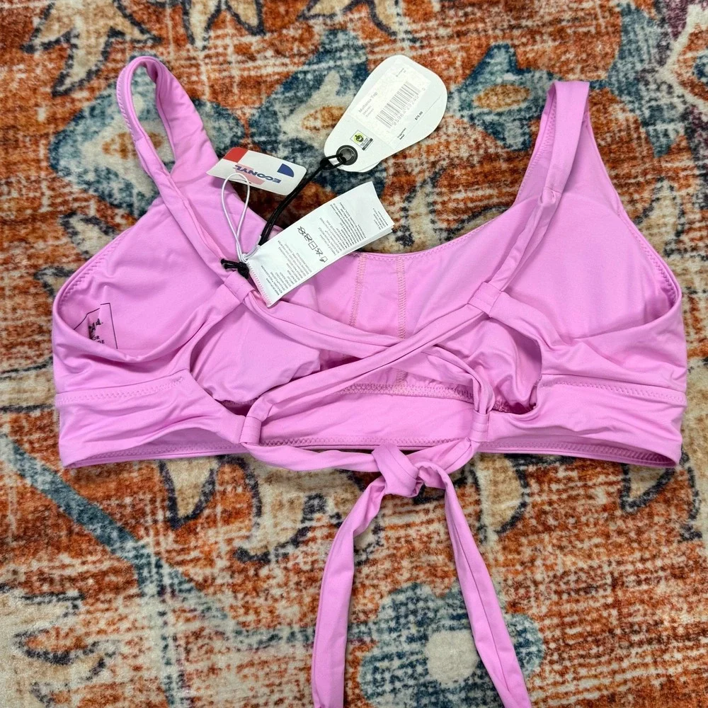 prAna Mallorca‎ Top Cosmos Pink Cropped Sports Bra Swim Suit Bikini Top Womens M